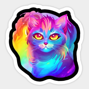 Colorful Large Eyed Cat Sticker